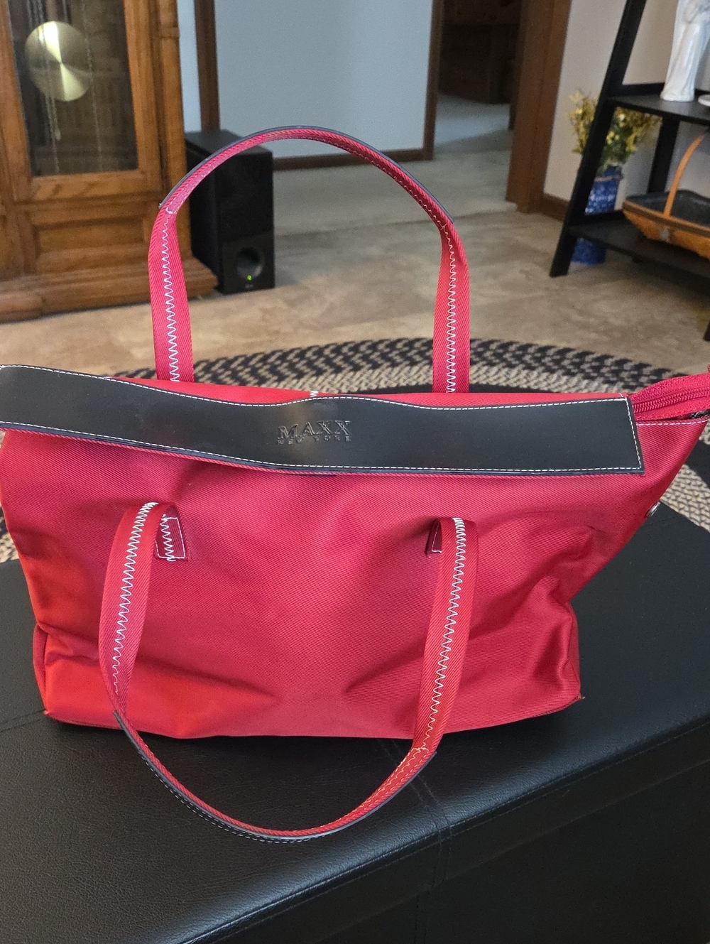 Maxx New York Red Travel Duffel Bag, Garment Bag And Tote with Black Trim - Picture 5 of 5